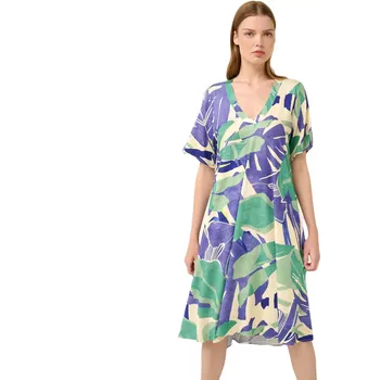 Dámské oblečení Viskózové letní šaty Vamp s tropickým květinovým potiskem 22470 blue boa velikost XL