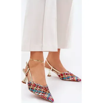 Dámské lodičky Dámské lodičky na jehlovém podpatku 8338-302 Zlatá mix barev - DAY-VINE Shoes zlatá 37