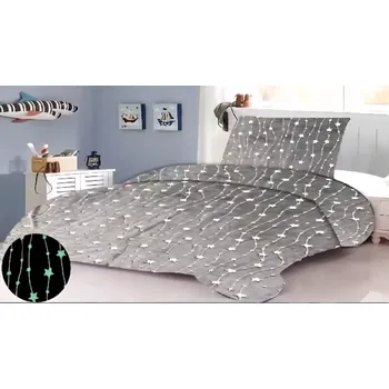 Povlečení NOVINKA 2025 ! Povlečení mikroplyš SVÍTÍCÍ - ŘETĚZ Z HVĚZD 140x200/70x90cm