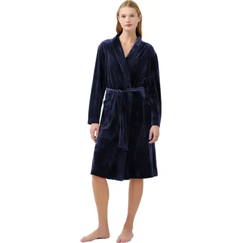 Dámský župan Dámský sametový župan Vamp 21163 modrý velikost M