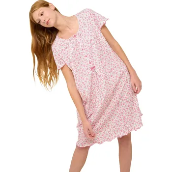 Dámská noční košile Bavlněná letní noční košile s knoflíkovou légou Vamp 22252 pink dove velikost XL