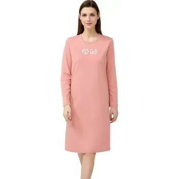 Dámské noční prádlo Dámská bavlněná noční košile s potiskem na hrudi Vamp 23333 pink tan velikost XL