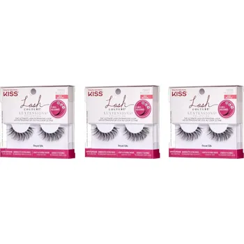 Umělé řasy Umělé řasy na pásku + lepidlo Luxtensions Royal Silk KLCL02C Kiss 3-balení