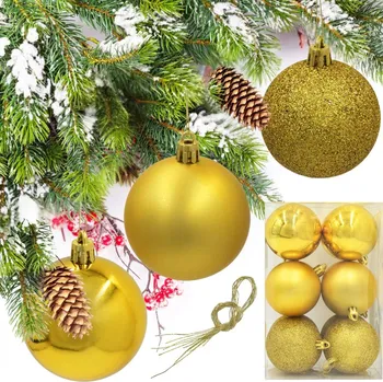 Vánoce OZDOBNÁ BOMBKA PLASTOVÁ BEZPEČNÁ 12KS 60MM ZLATÁ