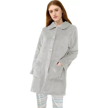 Dámský župan Dámský stylový fleecový župan na knoflíky Vamp 23281 gray silver velikost S