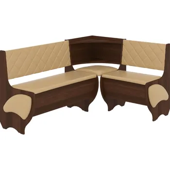 jídelní souprava Rohová lavice MILORD Barva: ořech - tmavý, Materiál: koženka - káva