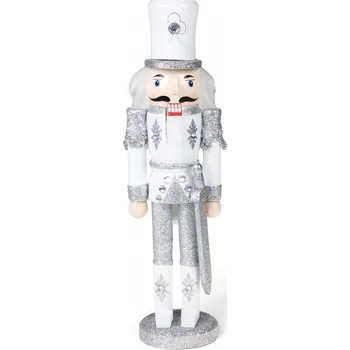 Vánoční dekorace Vánoční dekorace louskáček - Stříbrný s mečem (30 cm)