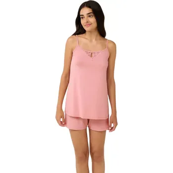 Dámské pyžamo Pohodlné dámské pyžamo Vamp s krajkou 22092 pink blush velikost XXL