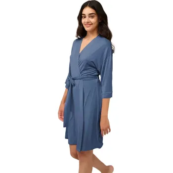 Dámský župan Dámský modalový župan s krátkým rukávem Vamp 22009 blue raf velikost M