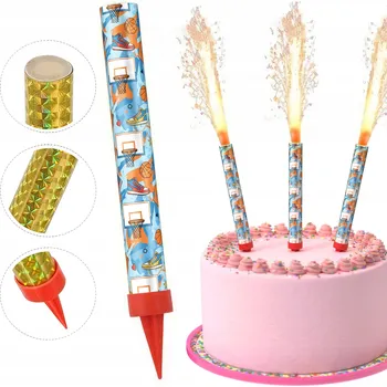 Dortová svíčka SVÍČKA DORTOVÁ FONTÁNA RACA NA NAROZENINY - BASKETBAL SPORTOVNÍ MÍČ 12 cm