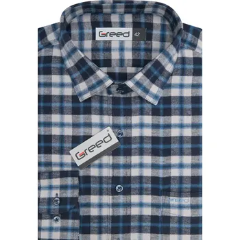 Pánská košile Flanelová pánská košile AMJ Greed SDF 395 navy kostka velikost 43