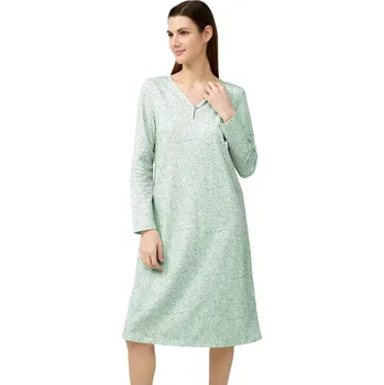 Dámská noční košile Dámská bavlněná noční košile s dlouhým rukávem Vamp 23264 green frosty velikost S