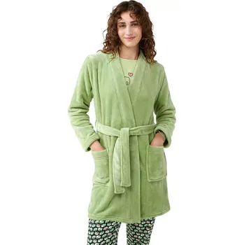 Dámský župan Dámský krátký fleecový župan Vamp 21333 zelený velikost L