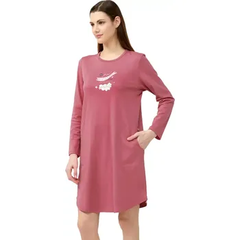 Dámské oblečení Dámská bavlněná noční košile s kapsami Vamp 23213 pink wood velikost M