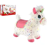 Teddies Hopsadlo jednorožec plyš bílý s hvězdičkami výš. sedla 23cm na bat. se zvukem