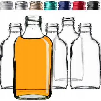 Placatka SKLENĚNÁ PLACATKA 100 ML SKLENĚNÉ LAHVE NA LIKÉRY 50 Ks S UZÁVĚREM