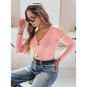 Dámský svetr Světle růžový kratší svetřík MELANIA MY1652 Velikost: ONE SIZE