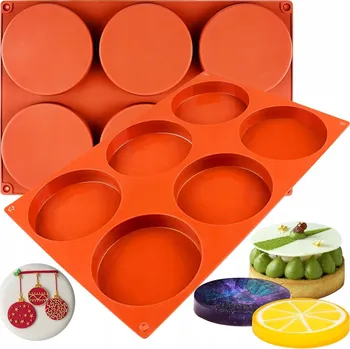 Forma na pečení FORMA SILIKONOVÁ KULATÁ KOLO NA MONOPORCE DEZERTY BULKY KOLÁČE 6 Ks