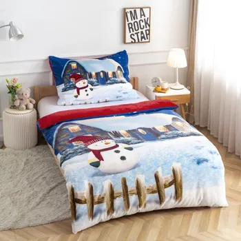 Povlečení Novinka 2025! Luxusní ložní souprava mikroplyš s 3D efektem – 70×90 / 140×200 cm - ZIMA - SNĚHULÁK 140 x 200, 70 x 90 cm zipový uzávěr