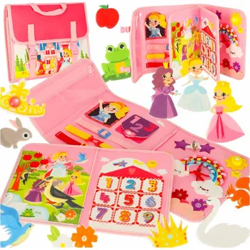 Dřevěná hračka Senzorická manipulační deska montessori batoh růžová KX3195