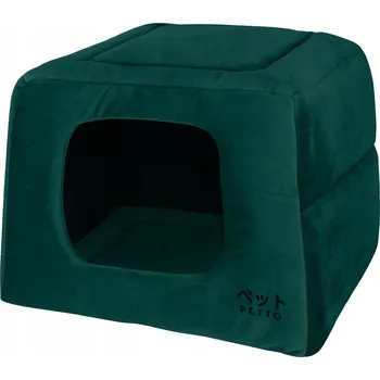 Pelíšek pro psa PETTO Domek pelíšek 2v1 Uchi Velvet Tmavě zelená