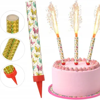 Dortová svíčka SVÍČKA DORTOVÁ FONTÁNA RACA K NAROZENINÁM - MOTÝLI 12 cm