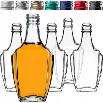 Láhev SKLENĚNÁ LÁHEV SKLENĚNÉ LÁHVE 250 ml NA LIKÉRY VÍNO VODKA ŠROUBOVACÍ UZÁVĚRY 10 Ks