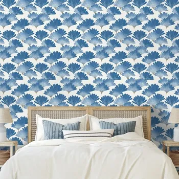 Tapeta Dovido Samolepící tapeta modré akvarelové listy