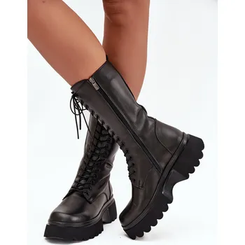 Dámské kozačky Kožené zimní kozačky s platformou Artiker 57C2282 Barva: Černá, Velikost: 39