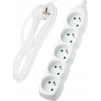Napájecí kabel Prodlužovací Kabel lišta DPM 1,5 m 5 ks bílá