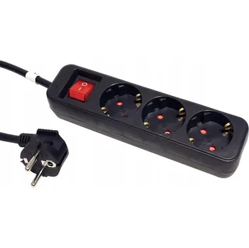 Elektrická zásuvka ROLINE Násobná zásuvka 16A,3x zásuvka DE, 7/7(M)-3x 7/3(F),vyp.,černá,10m