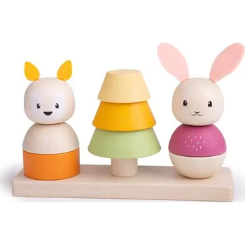 Dřevěná hračka Bigjigs Baby Motorická nasazovací hračka liška a králíček