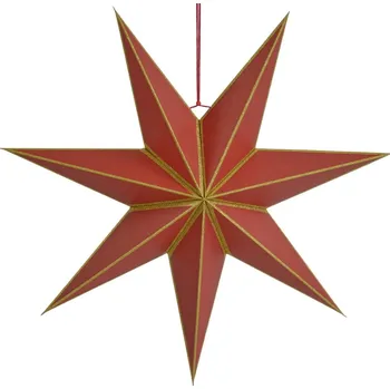 Vánoční dekorace DEKORATIVNÍ ZÁVĚSNÁ HVĚZDA PAPÍROVÁ FSC 14x45CM ČERVENÁ 7 RAMEN MICA