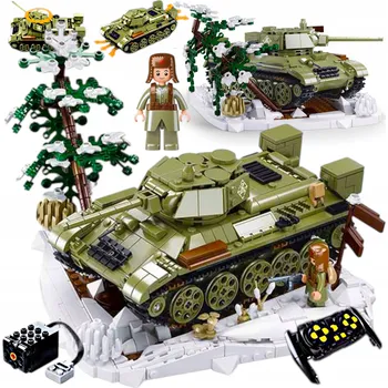 ostatní stavebnice Stavebnice Tank T-34 RUDÝ 102 R/C DÁLKOVĚ OVLÁDANÝ PILOTEM 1:35 2,4 Gh 837 DÍLŮ