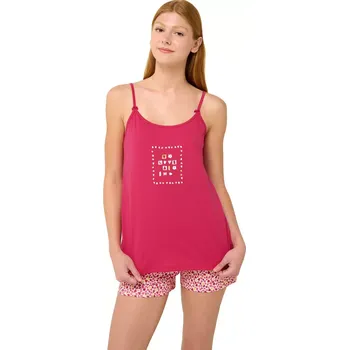 Dámské pyžamo Dámské dvoudílné pyžamo na ramínka Vamp 22286 pink blossom velikost S