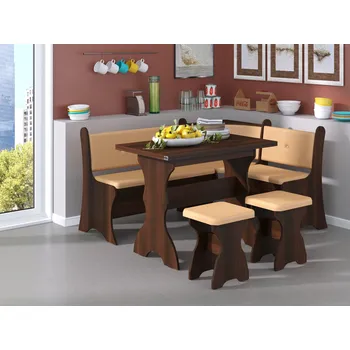 jídelní souprava Rohová lavice MARKIZ Barva: antracit, Materiál: koženka - bronz