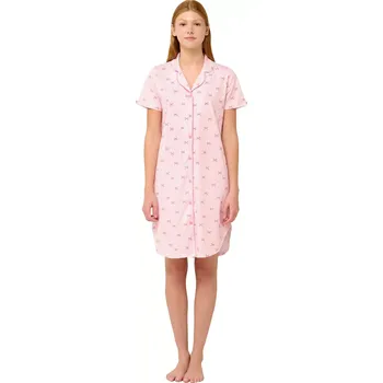 Dámská noční košile Bavlněná letní noční košile s knoflíky Vamp 22262 pink sea velikost L