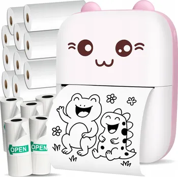 Mini Termální Tiskárna DRUKUŚ Přenosná VÁNOČNÍ SADA 16 ROLIČEK PAPÍRU