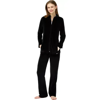 Dámské kalhoty Dámská luxusní sametová souprava na zip Vamp 23162 černá velikost XL