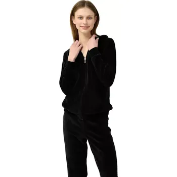 Dámské kalhoty Dámská elegantní sametová souprava na zip Vamp 23163 černá velikost XXL