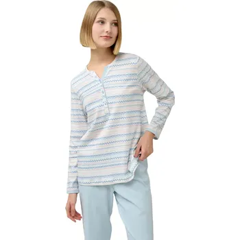 Dámské pyžamo Dámské bavlněné pyžamo s pastelovým vzorem a knoflíkovou légou Vamp 23300 blue cloud velikost XL