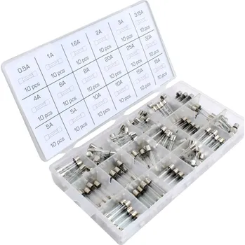 Autopojistky skleněné trubičkové, 0,5-30 A, 6x30 mm, pro autoveterány, sada 180 ks - ASTA A-TC521