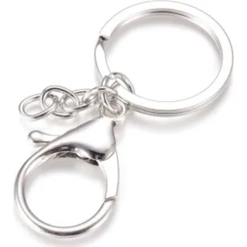 Přívěsek na klíče, KARABINA, platina, STŘÍBRNÁ, 6,8 cm, 1 ks