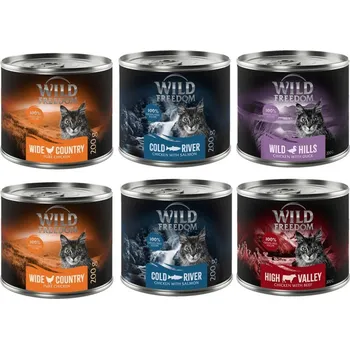Krmivo pro psa 6x200g Wild Freedom Adult - Mix balení II (2 x kuřecí, 2 x treska, hovězí, kachní)