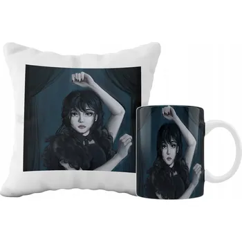 Polštář SADA HRNEK A POLŠTÁŘ WEDNESDAY SERIÁL TIP NA DÁREK SKVĚLÁ GRAFIKA