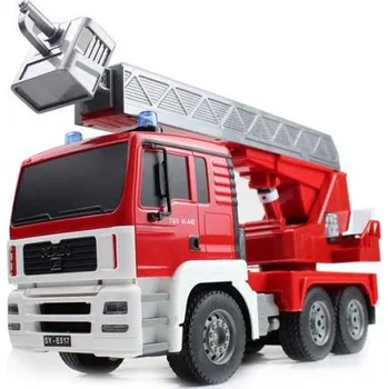 RC model auta DOUBLE E RC hasičský truck s funkčním žebříkem 1:20