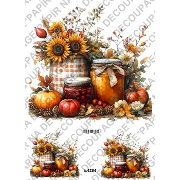 Umělecký papír Rýžový a soft papír na decoupage - Podzimní dekorace - KB04284 Materiál: Soft, Rozměr: A4