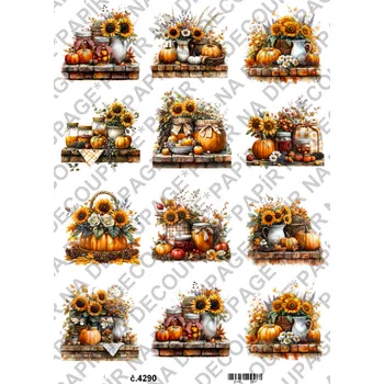 Umělecký papír Rýžový a soft papír na decoupage - Podzimní dekorace - KB04290 Materiál: Soft, Rozměr: A4