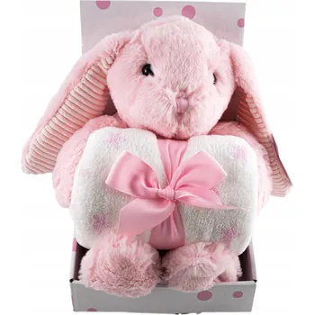 plyšák EasyCare Sada Králíček plyšák + deka 75 x 100 cm růžová