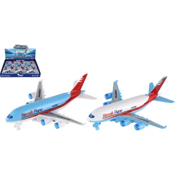 Hračka Teddies Letadlo osobní plast 16 cm na setrvačník 2 barvy (1 ks)